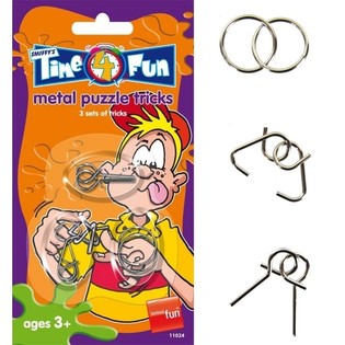 SMIFFY'S Set ta' 3 Puzzles tal-Metall fuq Kartuna (24 biċċa)