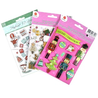 Stikers tal-Milied 3D Assortiti (6 biċċiet)