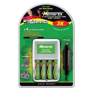 MEMOREX PRO 9660 - ĆarĠer + 4x Batteriji AA Rikarikabbli (1 pz.)