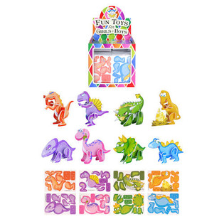 Mini Puzzles 3D ta' Dinosawru f'Display (144 pz.)