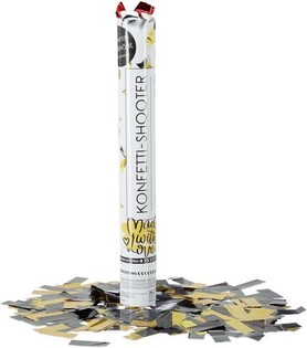 Kanun tal-confetti – Kulur: Iswed-Isfar - 40 cm - Partypopper (10 pz.)