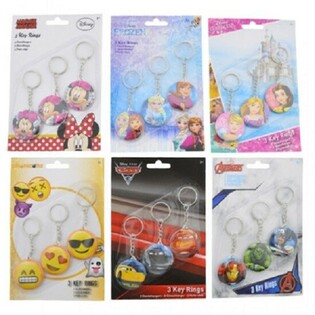 MIX DISNEY Keyrings 3 Biċċiet fuq Kard (24 Kard x 3 pz)
