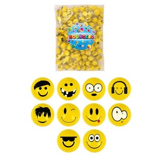 SMILEY BOUNCY BALLS, 3.3 Cm. (100 biċċa)