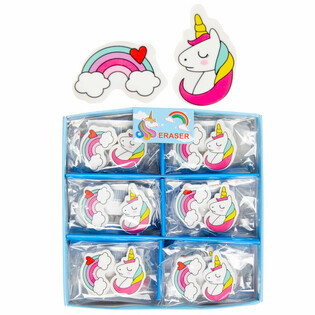 GOMMA Sett ta' 2 UNICORN / ARCOBALENO F'DISPLAY (36 pz.)