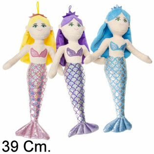 Pupa kbira tal-plush Sirena 39 cm - Mix ta' kuluri (12-il biċċa)