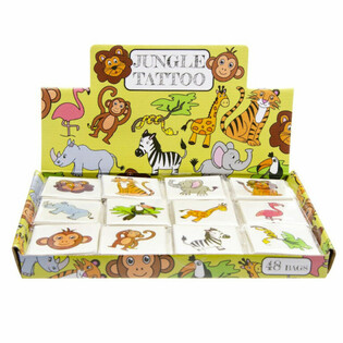 Fun Tattoo's - Jungle Animals Display (48 Pakk)