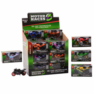 MUTUR SUPER SPORT DIE CAST, SKALA 1:24 F'DISPLAY (24 biċċa)