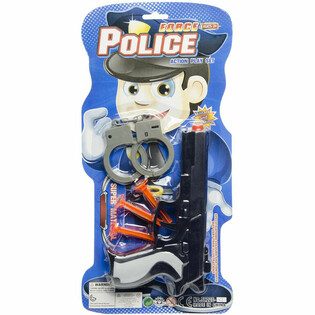 SETT TAL-PULIZIJA FUQ KARTA - PISTOLA BI 3 SUXHINS U MANETTI (6 biċċiet)