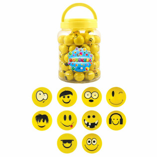 Bouncy Balls Smiley Funny Faces Ø3.3cm f'Kontenitur (72 pz)