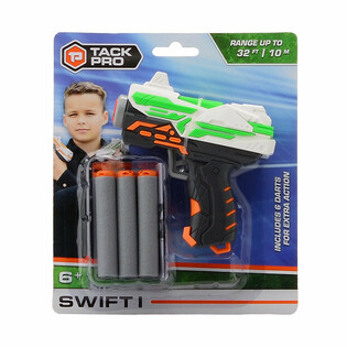 Pistola tal-logħob Tack Pro Swift I b'6 Soft Darts - 11 cm