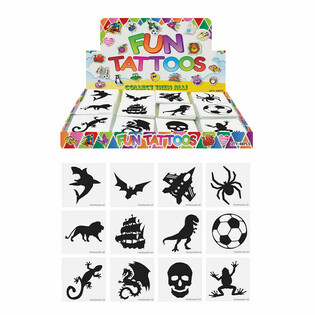 TATTOOS DIVERTENTI - MUDELL: SUBIEN, Kull pakk b'12-il Tattoo F'DISPLEJ (48 biċċa)