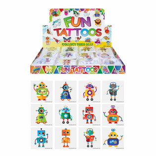 TATTOOS DIVERTENTI - MUDELL: ROBOT, Kull pakk fih 12-il Tattoo FID-DISPLAY (48 biċċa)