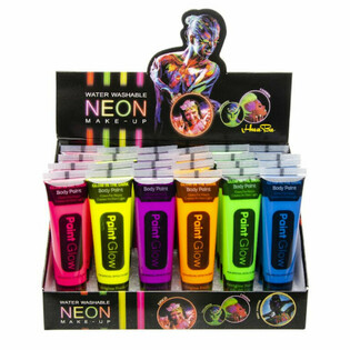 NEON Glow in the Dark Żebgħa tal-Wiċċ - Attiva bil-UV (Display 24 biċċa)