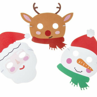 Mix ta' Maskri tal-Milied tal-Fowm - Santa Klaws, Renna u Snowman (48 biċċa)