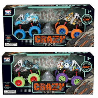 Sett ta' 2 Monstertrucks tad-Dinosawru bi Frizzjoni f'Kaxxa lussuża - Mix
