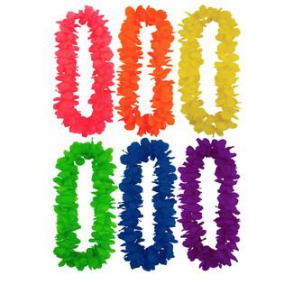 Leis tal-Fjuri tal-Hawaii Neon Mix Kuluri (12-il biċċa)
