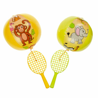 RACKET TAL-PADDLE BIL-BALLUN - ANIMALI TAL-ĠUNGLA (12-il biċċa)