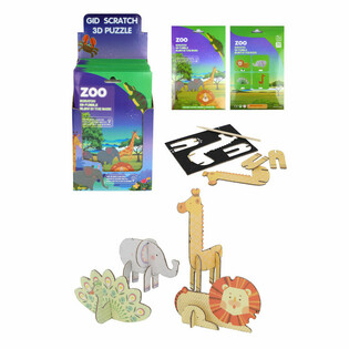 3D Scratch Puzzle Annimali taż-Żu (Display 18-il biċċa)