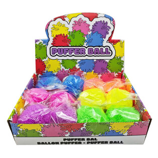 BALLUN PUFFER B'KULURI JGĦAJTU - 8CM - F'DISPLAY (12-il biċċa)
