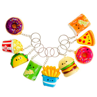 SQUISHY KEYRINGS TAL-FASTFOOD F'DISPLAY (24 biċċa)