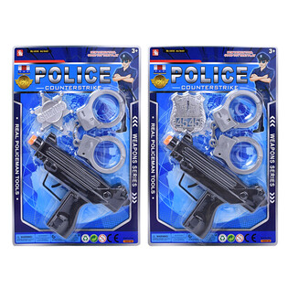 Sett tal-Pulizija tal-Logħob b'Submachine Gun, Manetti u Badge (6 biċċiet)