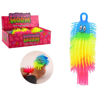 RAINBOW PUFFER WORM BALL - 22CM - MIX KULURI - F'DISPLAY (24 biċċa)