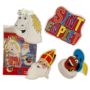 SINTERKLAAS SINT & PIET - SET TA' 4 TABELLI DEKORATTIVI B'ŻEWĠ NAĦAT (6 biċċa)