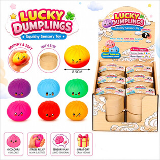 RAGE - LUCKY DUMPLINGS - Squishy Bun Dumplings KBAR Daqs 8.5 x 8.5 x 4.8 cm - FID-DISPLAY (12-il biċċa)