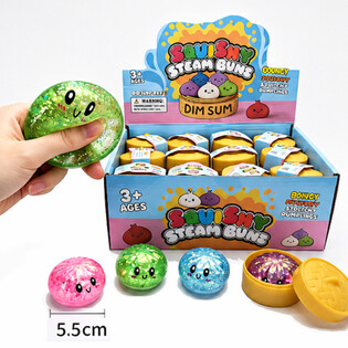 RAGE - Squishy GLITTER Bun Dumplings ŻGĦAR (Daqs 5.5 x 5.5 x 3 cm) - Ġugarell Fidget Virali 2026 (24 biċċa)