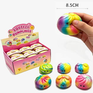RAGE - Squishy RAINBOW Bun Dumplings KBAR - Sett 12-il biċċa PU Foam Edizzjoni 8.5x8.5x4.8cm