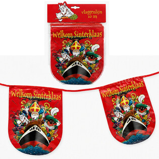 SINTERKLAAS - Banderoli Welkom Sinterklaas - Tul: 10 Metri (6 pcs)