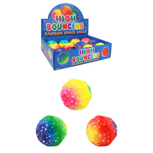 BALLUN LI JITBAXXA HIGH BOUNCE RAINBOW SPACE - F'DISPLAY (12-il biċċa)